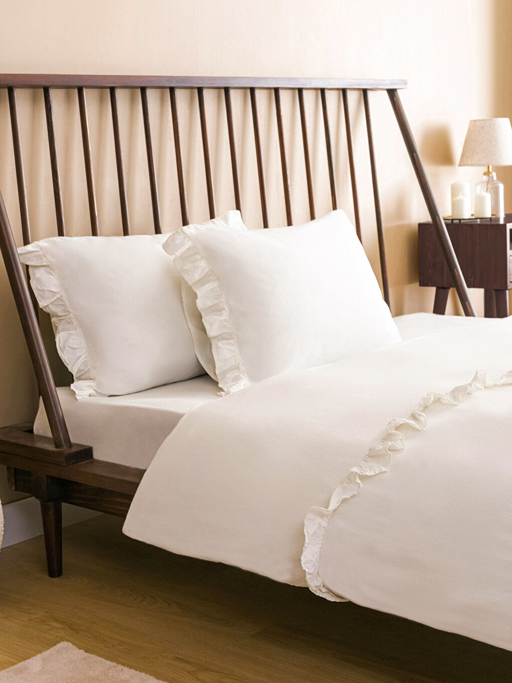 Ruffle Detailed Cotton Double Duvet Cover Set