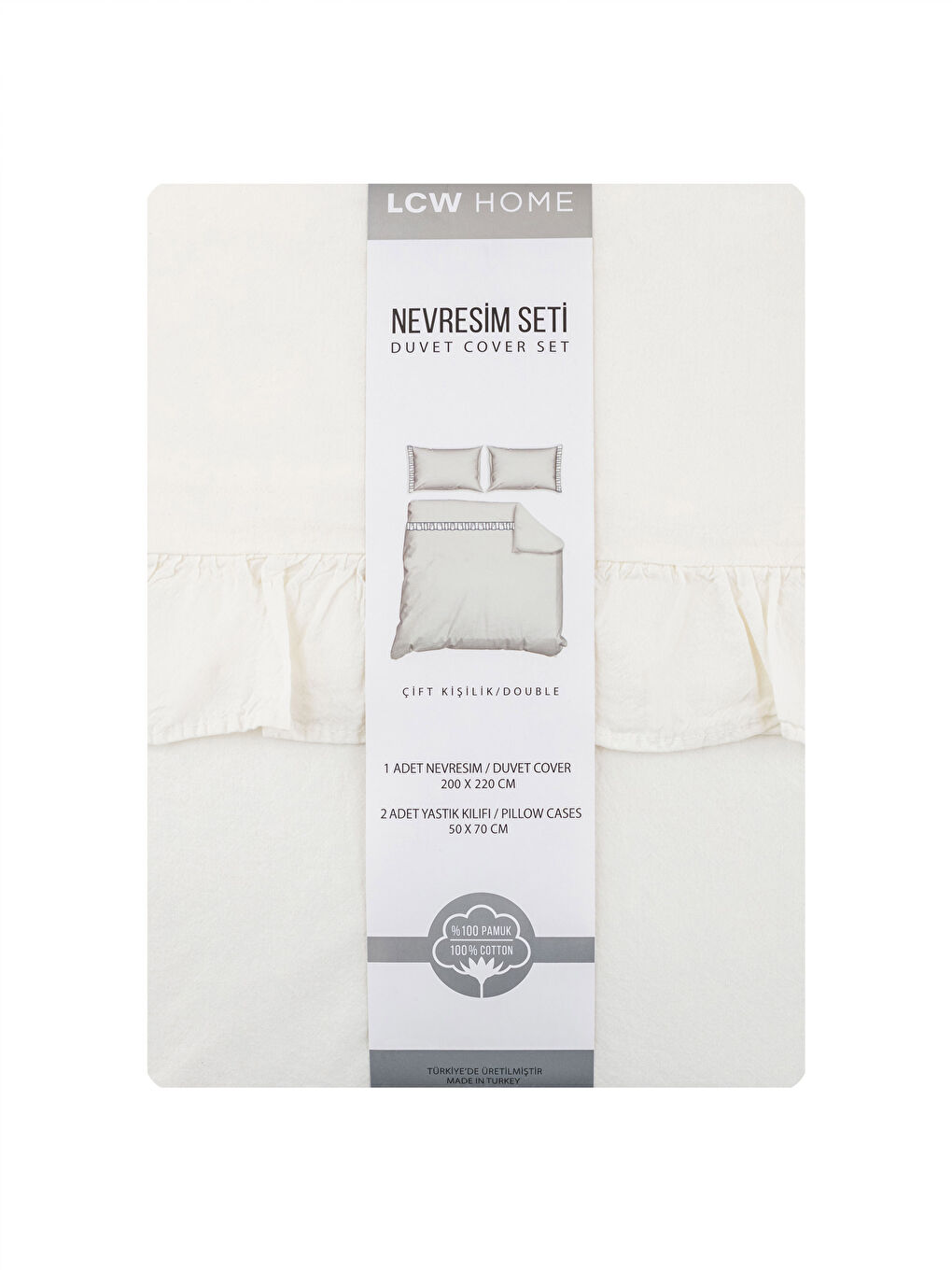 Ruffle Detailed Cotton Double Duvet Cover Set-6