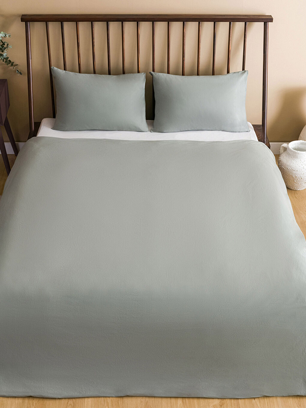 Однотонный хлопковый комплект двуспального постельного белья-1