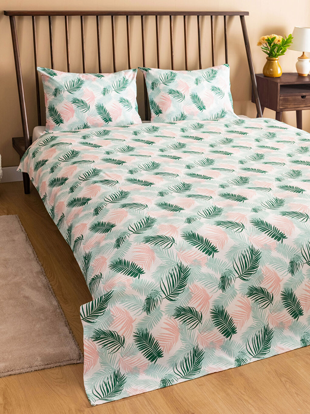 Leaf Patterned Double Pique Bedspread Set -S3ES38Z8-F9C