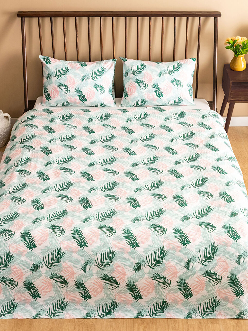 Leaf Patterned Double Pique Bedspread Set -S3ES38Z8-F9C