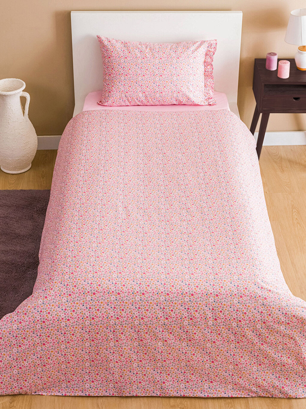 LCW HOME Floral Patterned Ranforce Single Duvet Cover Set -S3ES39Z8-F9C
