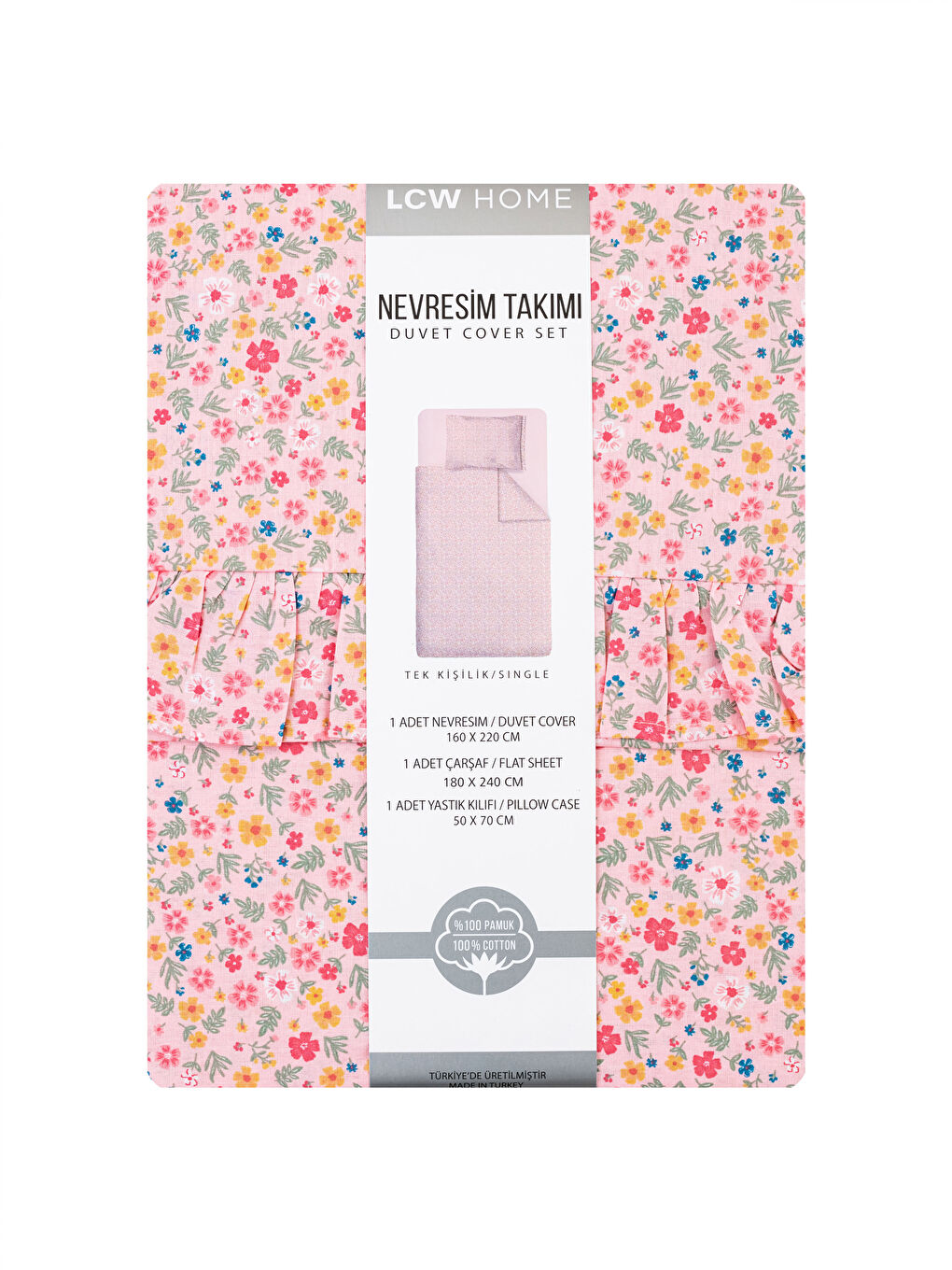 LCW HOME Floral Patterned Ranforce Single Duvet Cover Set -S3ES39Z8-F9C