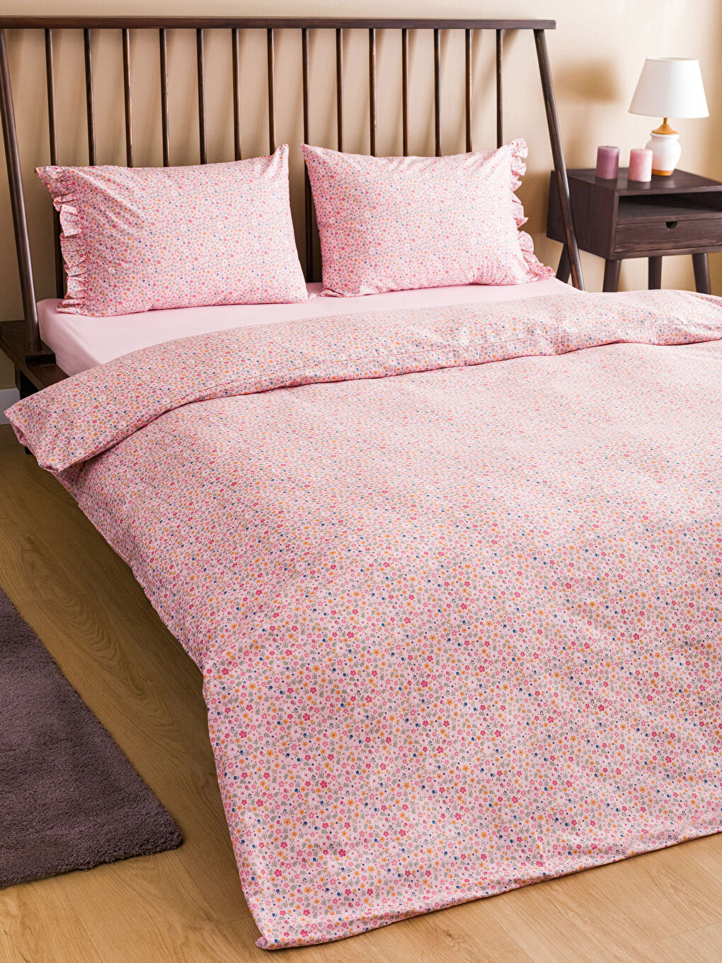 Karışık Çift Kişilik Desenli Ranforce Nevresim Takımı