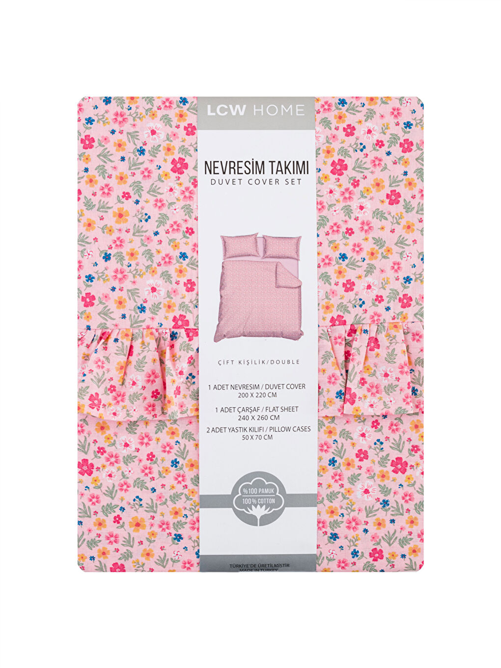 Karışık Çift Kişilik Desenli Ranforce Nevresim Takımı-7