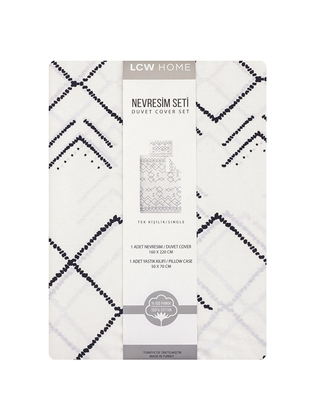 Siyah Etnik Desenli Pamuklu Tek Kişilik Nevresim Seti-6