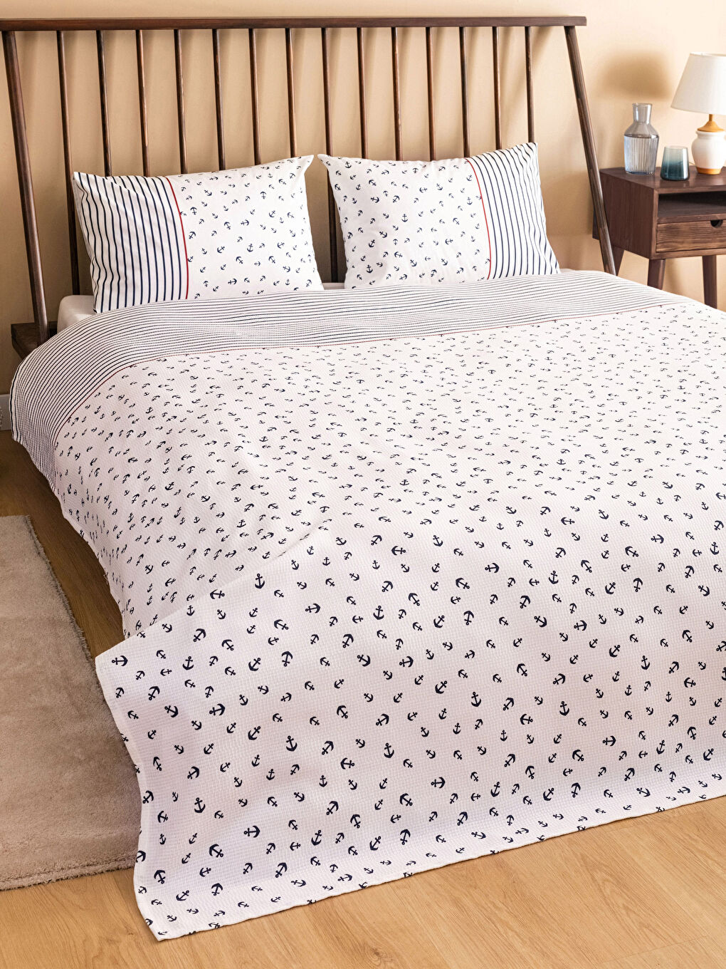 Lacivert Desenli Çift Kişilik Battal Boy Pike Seti