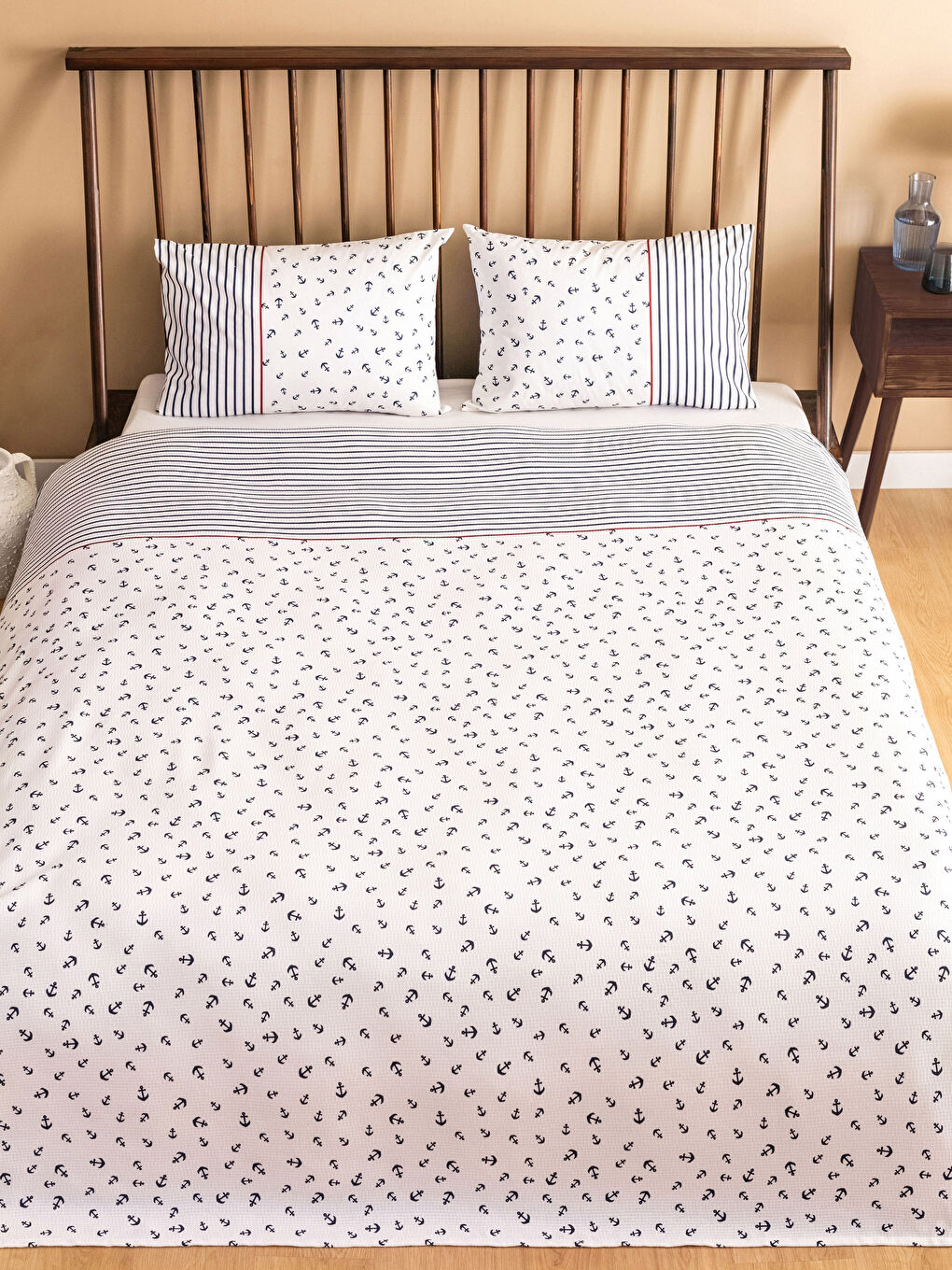 Lacivert Desenli Çift Kişilik Battal Boy Pike Seti-1