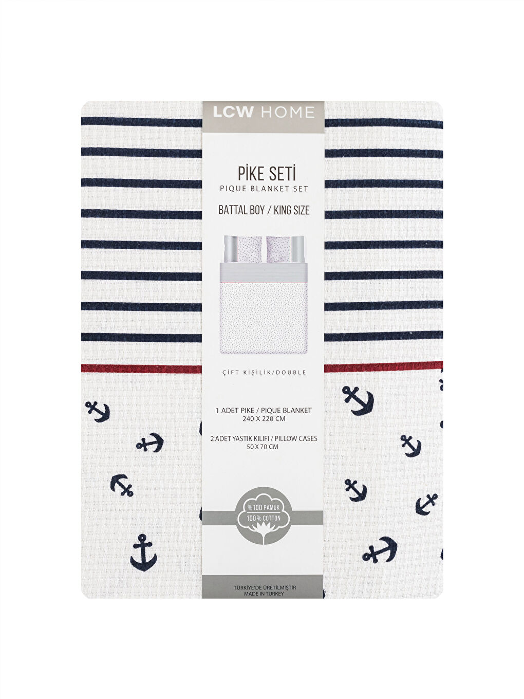 Lacivert Desenli Çift Kişilik Battal Boy Pike Seti-6