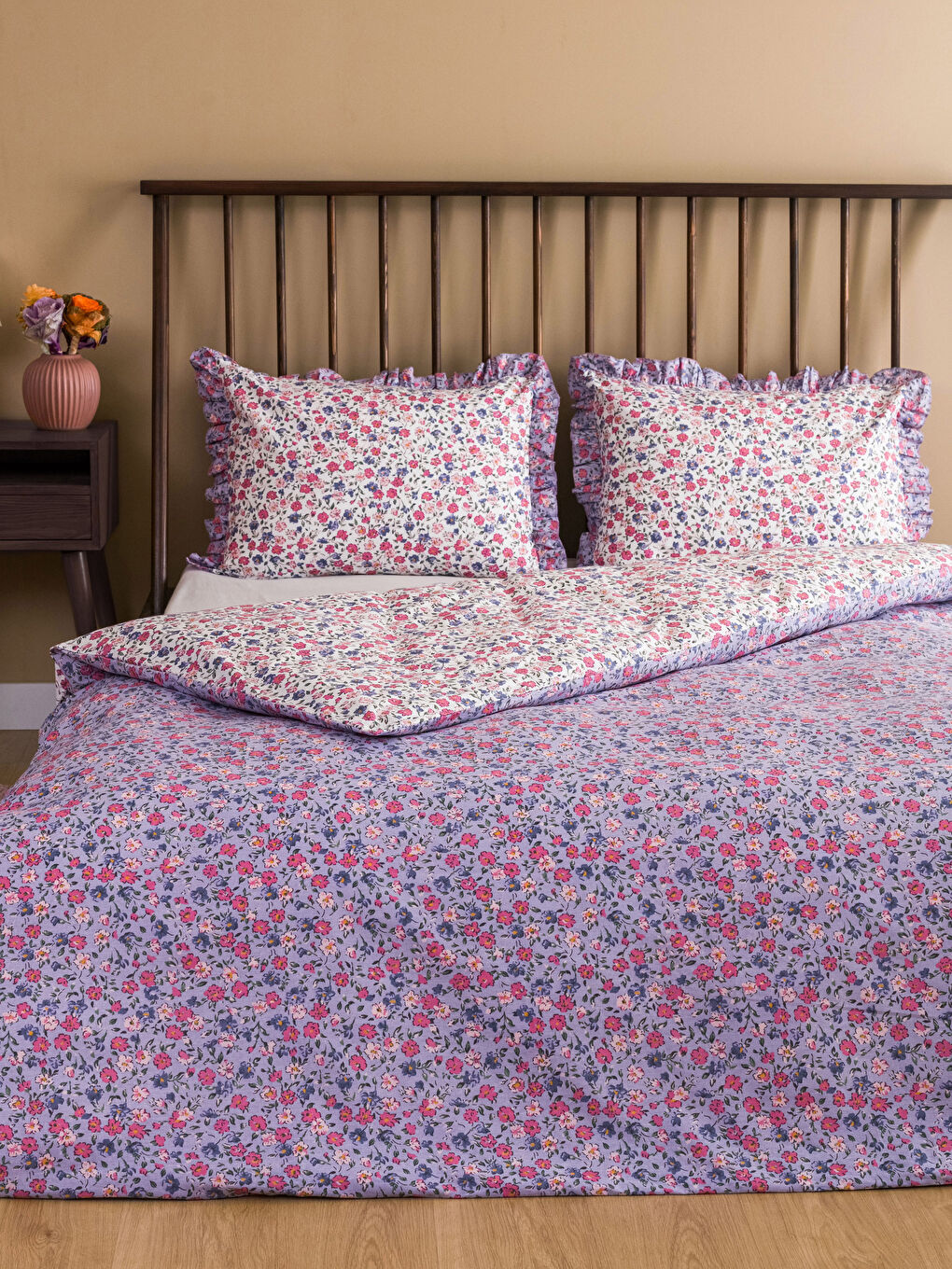 LCW HOME Karişik Çiçek Desenli Dokuma Çift Kişilik Nevresim Seti - 1