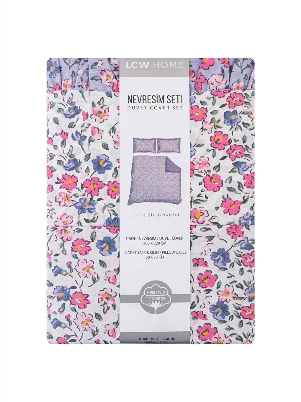 LCW HOME Karişik Çiçek Desenli Dokuma Çift Kişilik Nevresim Seti - 7