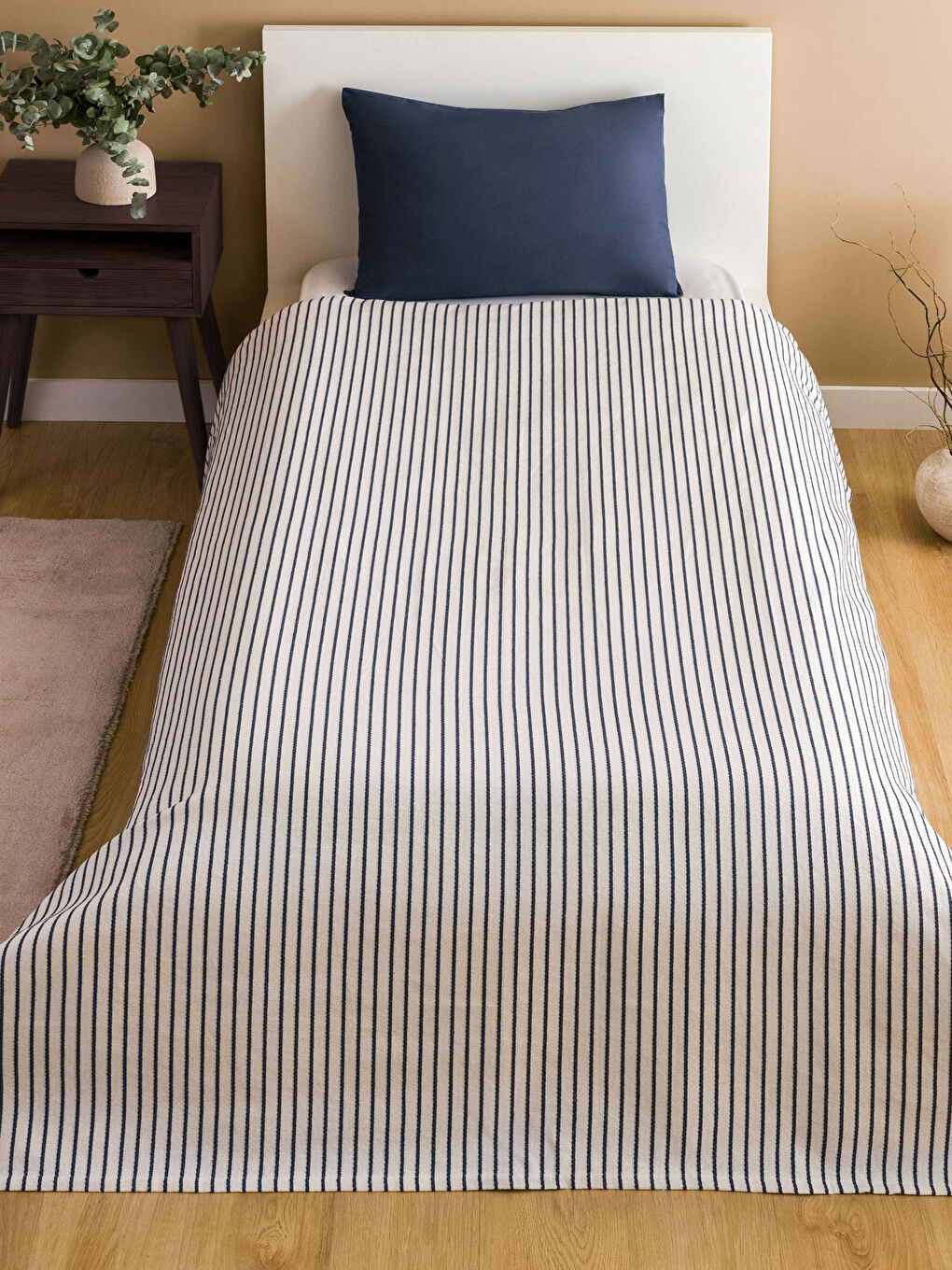 İndigo Çizgili Tek Kişilik Pike Seti-1