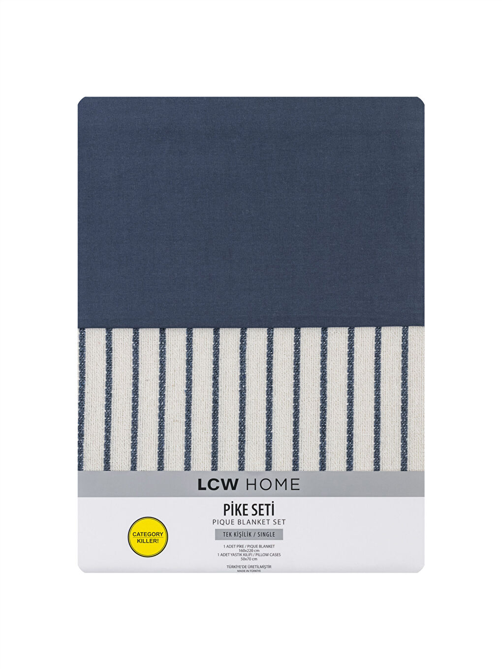 İndigo Çizgili Tek Kişilik Pike Seti-6