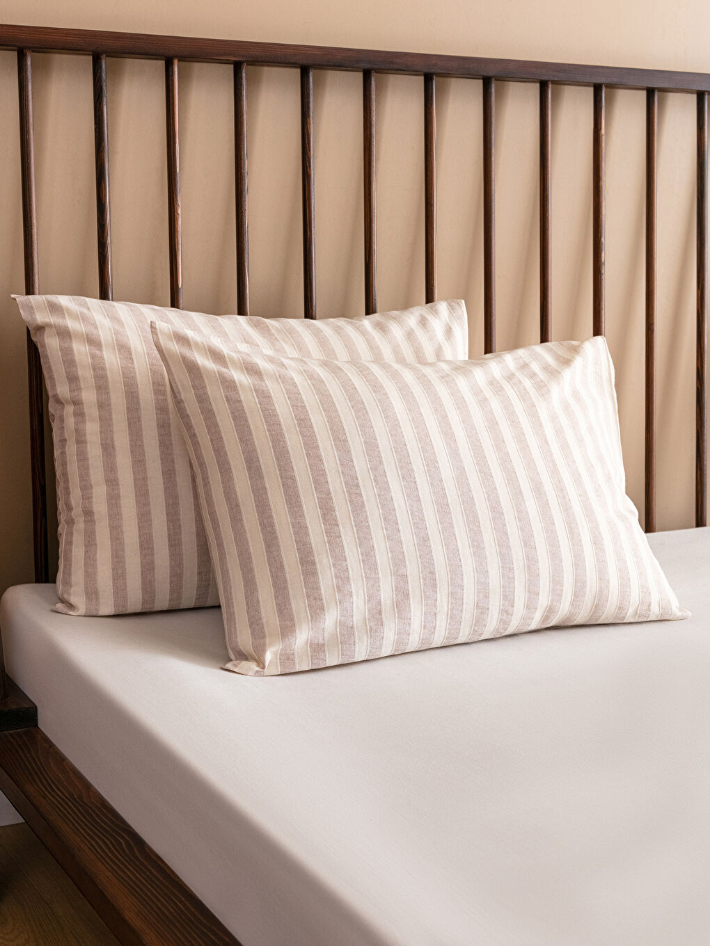 Bej Çizgili Çift Kişilik Nevresim Seti-2