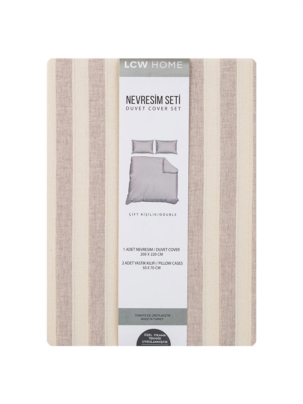 Bej Çizgili Çift Kişilik Nevresim Seti-6