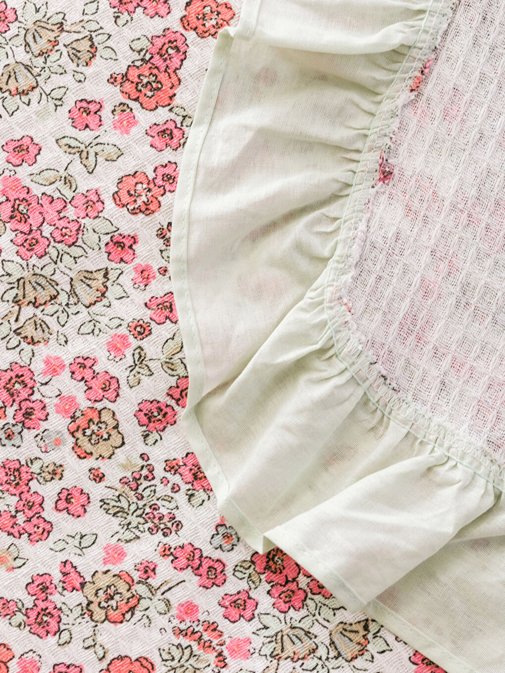 Karışık Çiçek Desenli Tek Kişilik Pike Seti-5