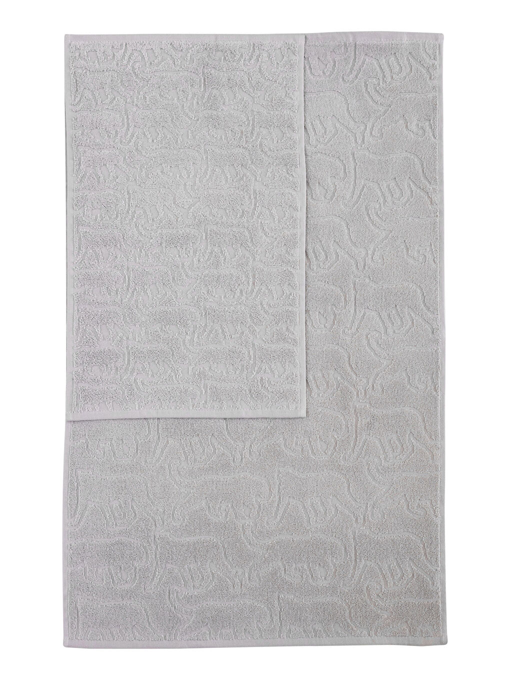 Gri Kendinden Desenli Havlu Seti 2'li-5