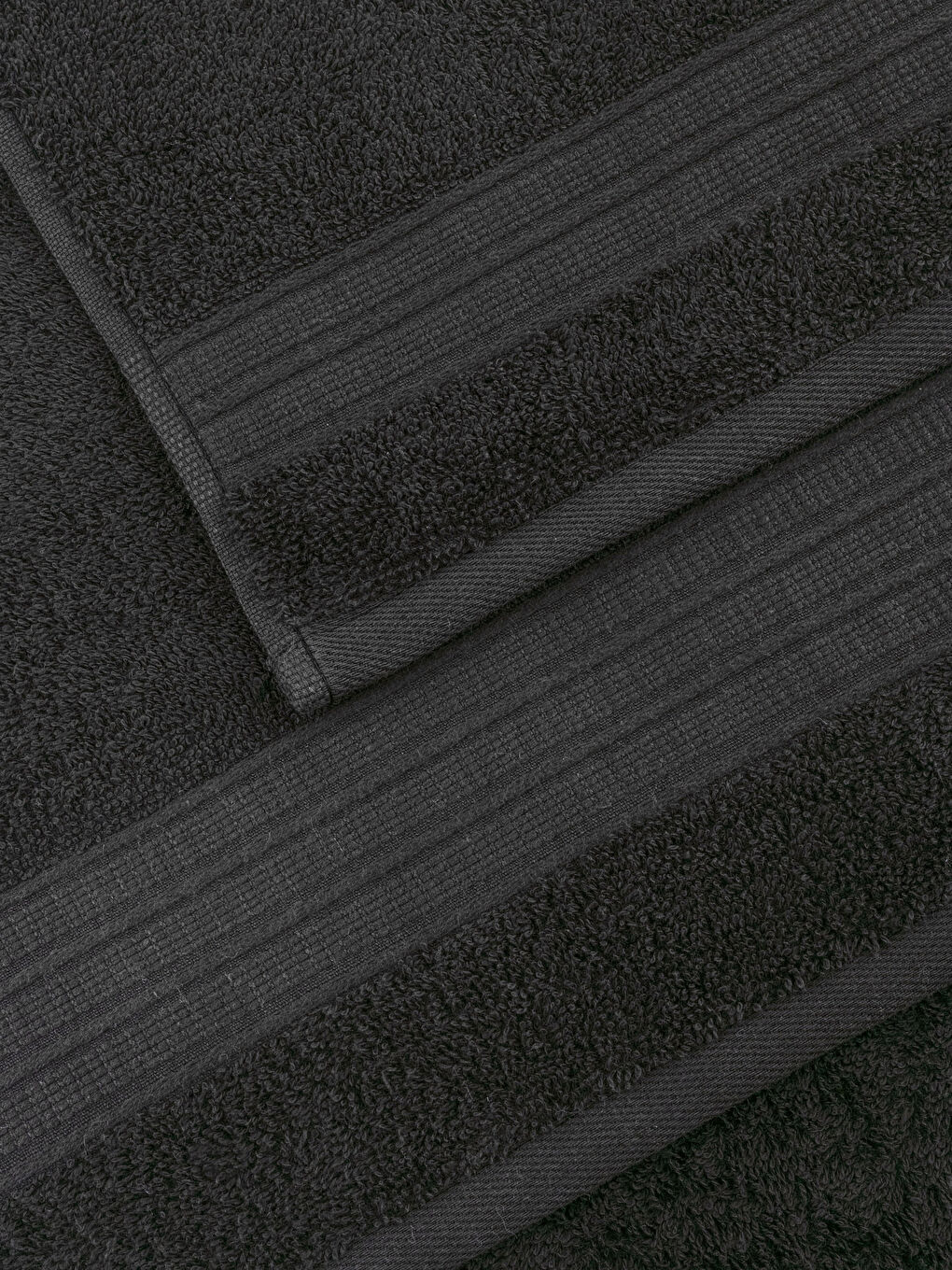 Siyah Düz Pamuklu Havlu Seti 2'li-3