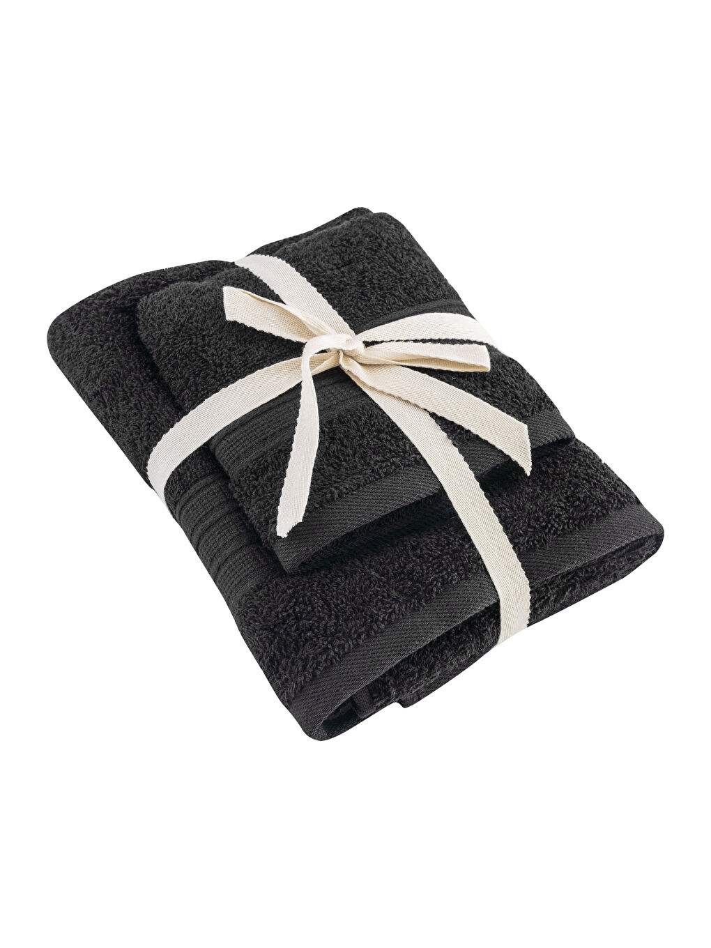 Siyah Düz Pamuklu Havlu Seti 2'li-4