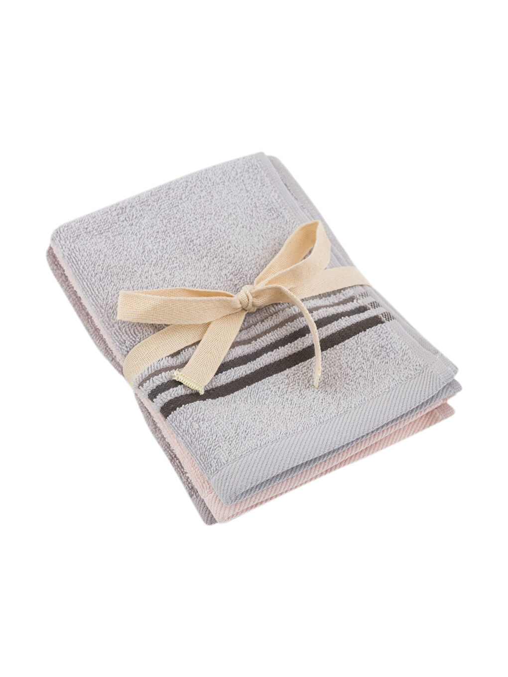Gri Çizgili Pamuklu El Havlusu 3'lü 30x50 cm-4