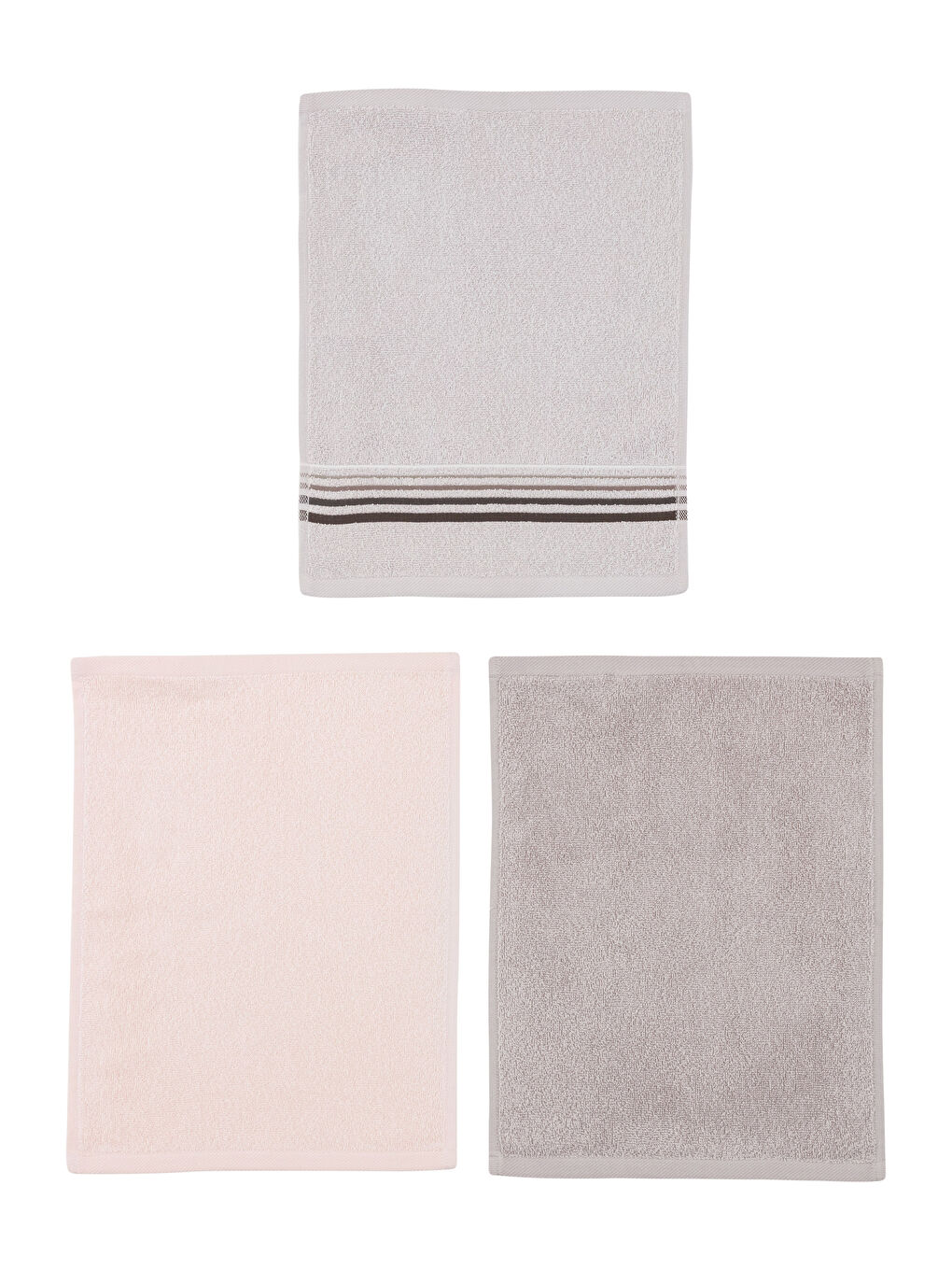 Gri Çizgili Pamuklu El Havlusu 3'lü 30x50 cm-5