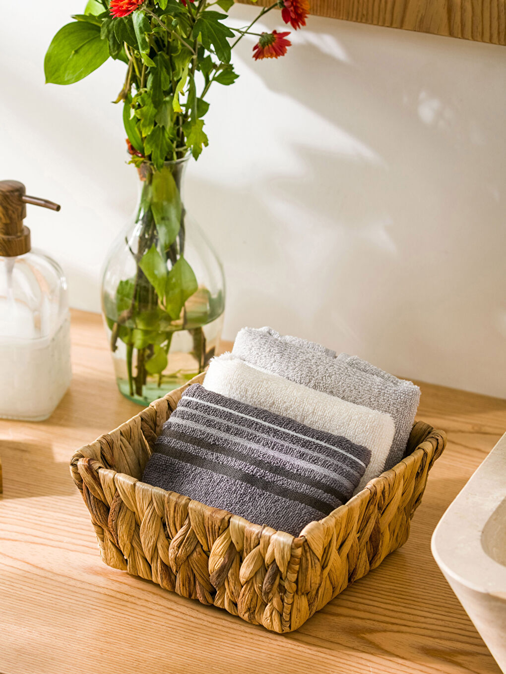 Serviette d'invité en coton rayée 3 pcs 30x50 cm-1