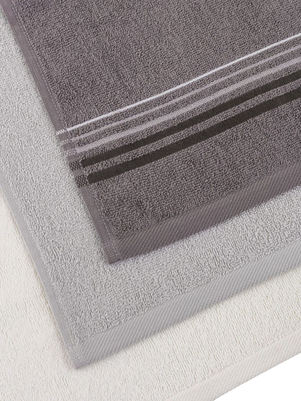 Serviette d'invité en coton rayée 3 pcs 30x50 cm-3