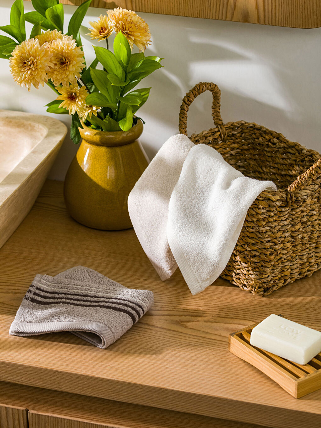 Serviette d'invité en coton rayée 3 pcs 30x50 cm-1