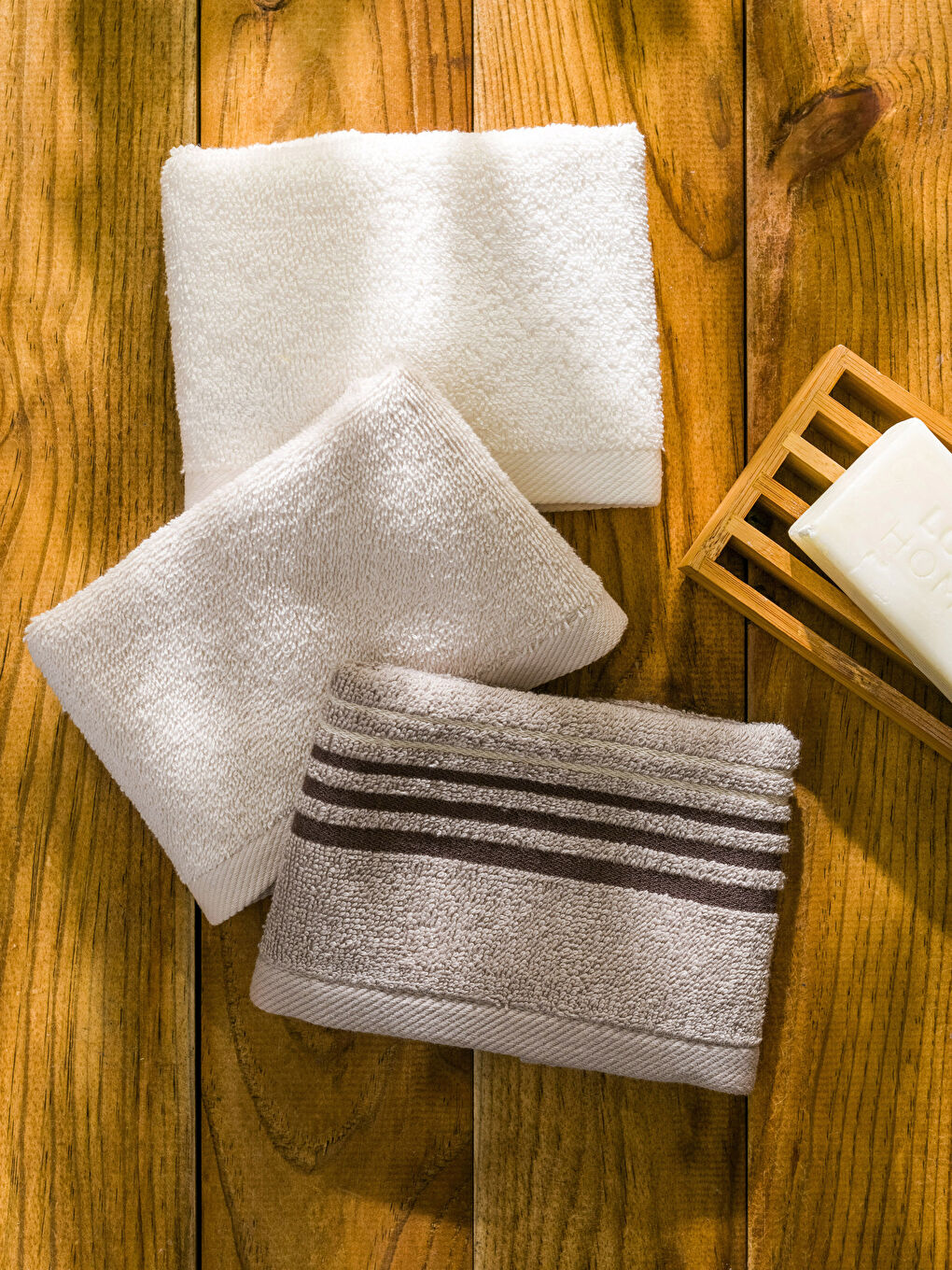 Serviette d'invité en coton rayée 3 pcs 30x50 cm-2