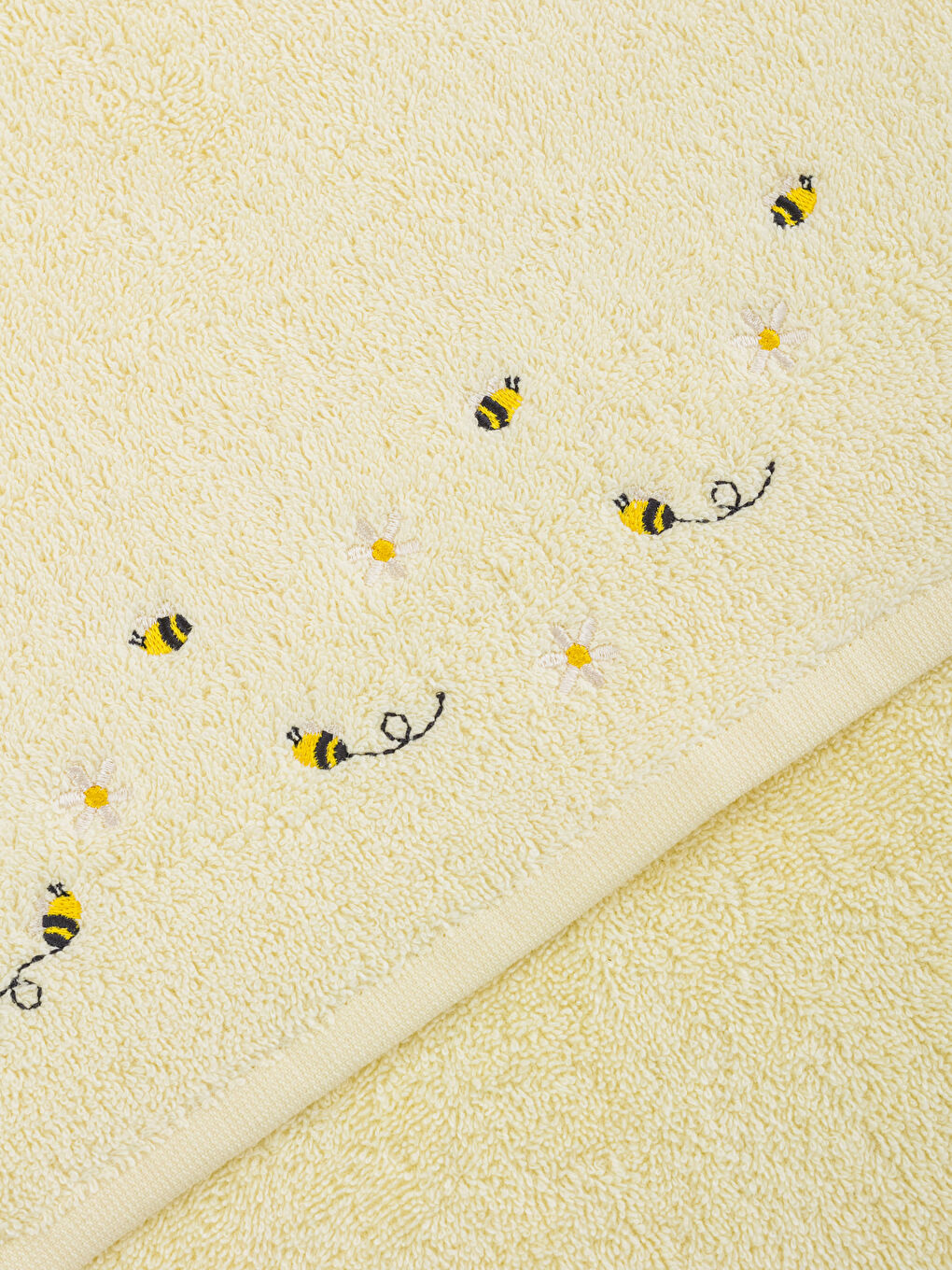 Sarı Arı Nakışlı Pamuklu Yüz Havlusu 50x80 cm-3