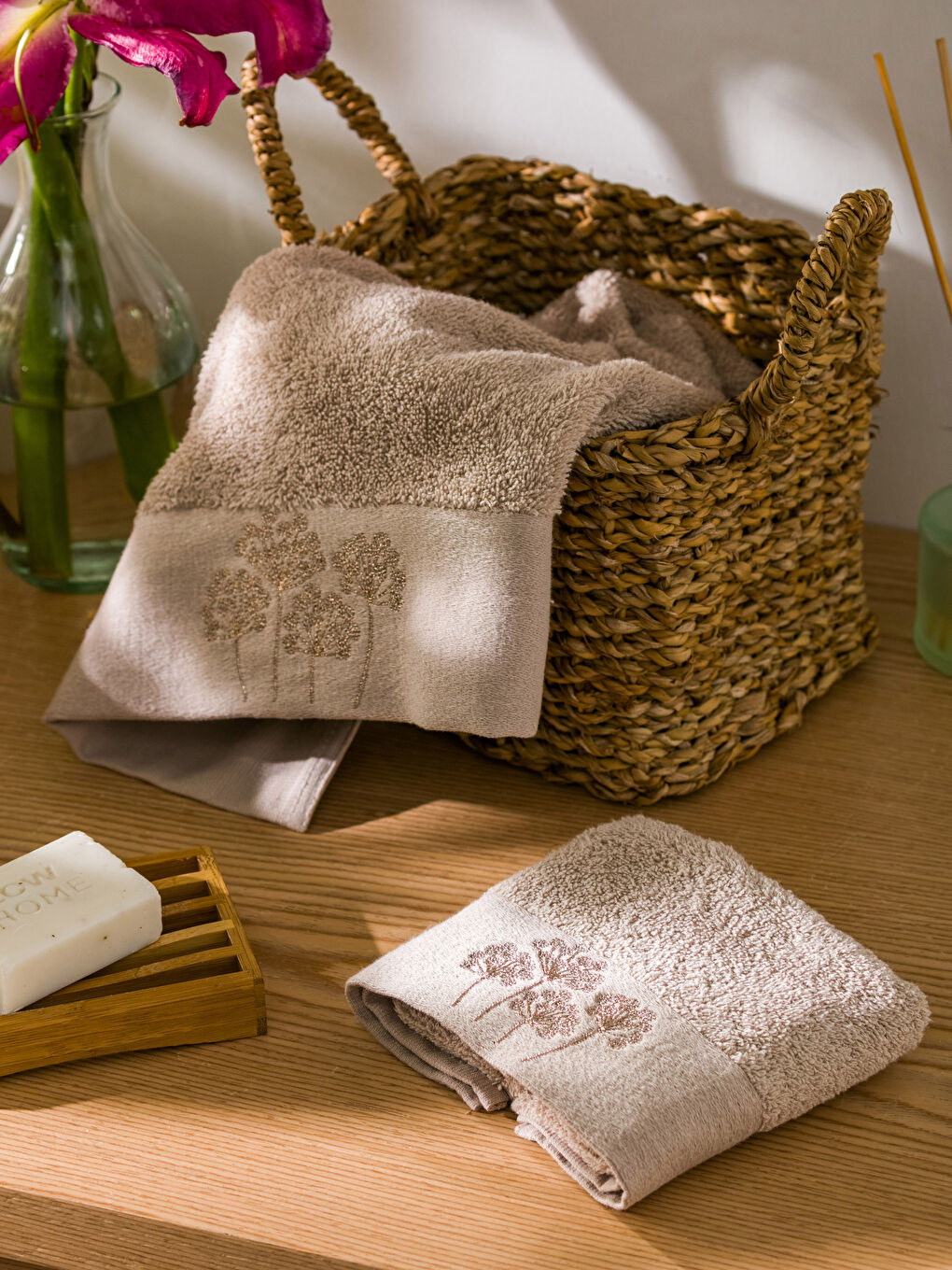 Cotton Embroidered Towel Set 2 Pack