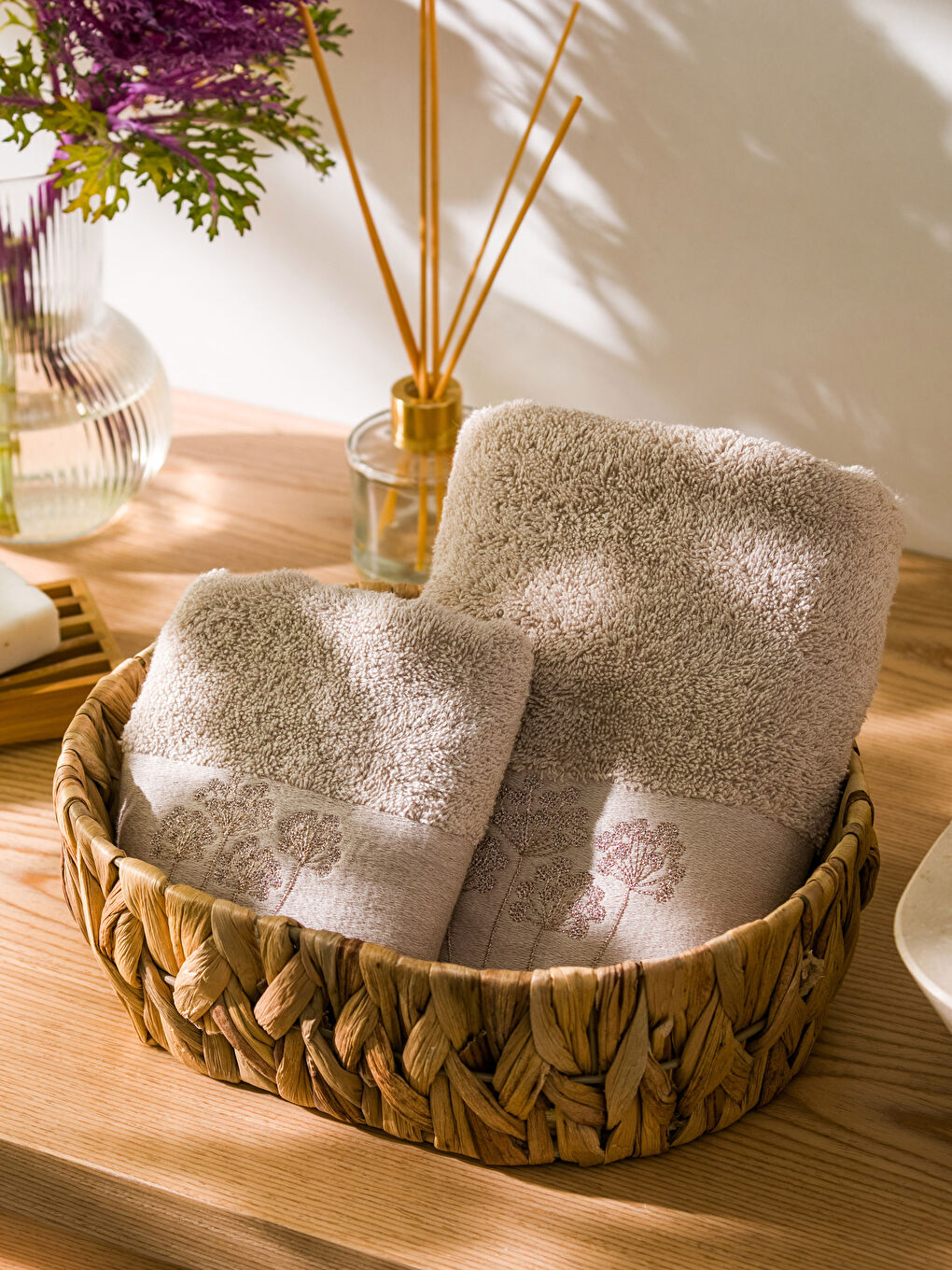 Cotton Embroidered Towel Set 2 Pack-1