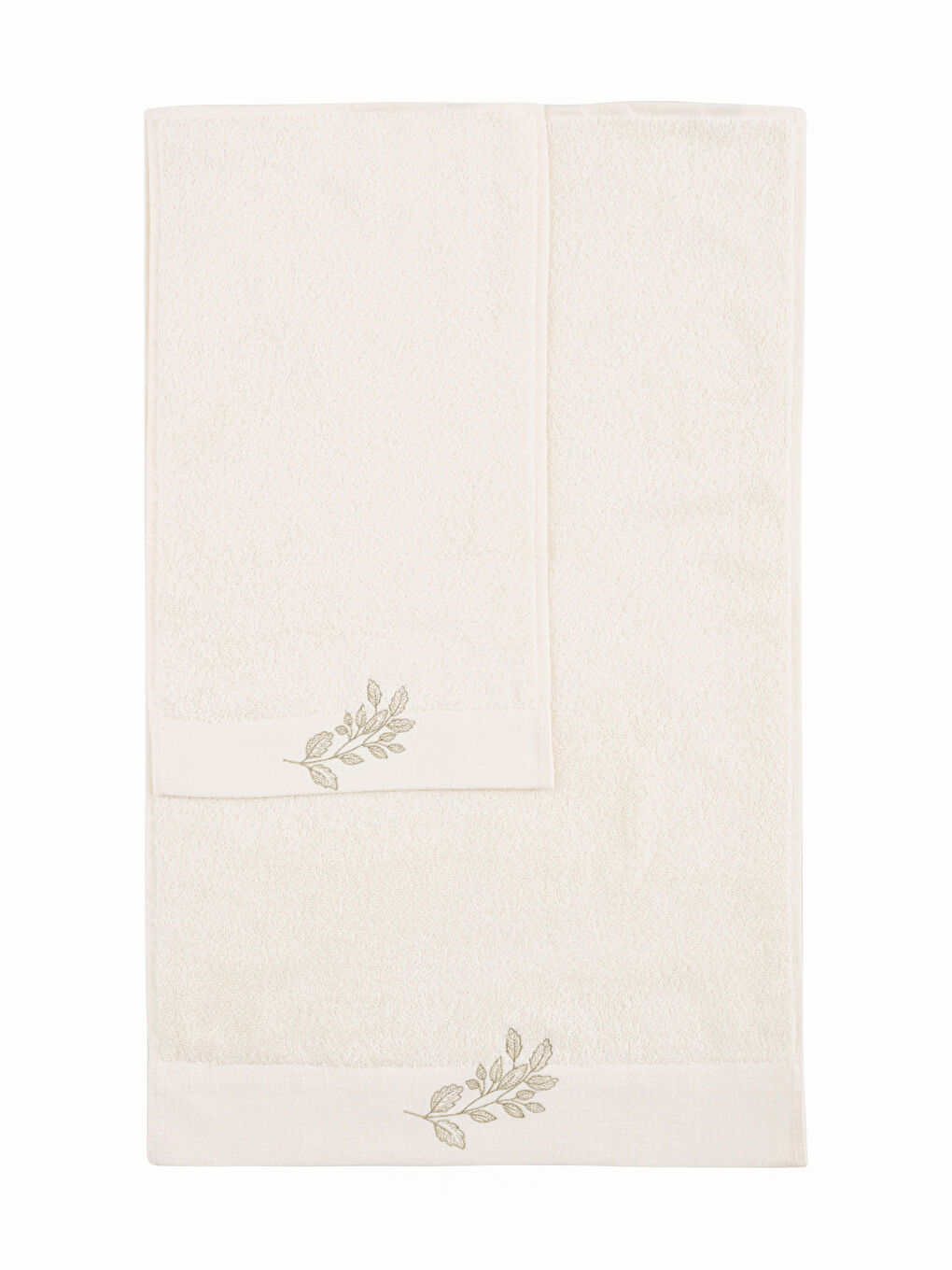 Ekru Pamuklu Nakışlı Havlu Seti 2'li-5