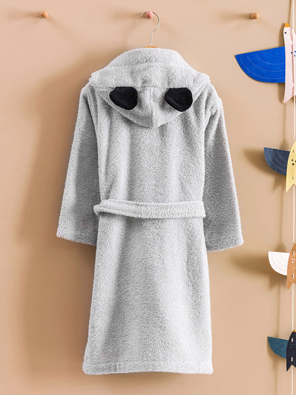 Gri Mickey Mouse Nakışlı Erkek Çocuk Bornoz-1