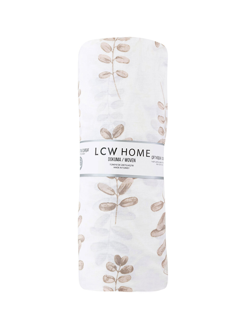 Bej Desenli Dokuma Çift Kişilik Lastikli Çarşaf 160x200x30-3