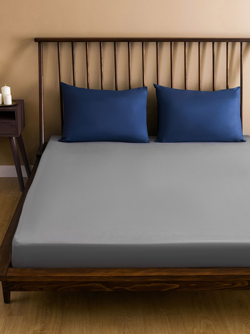 Gri Lastikli Örme Çift Kişilik Çarşaf 160x200x30 cm