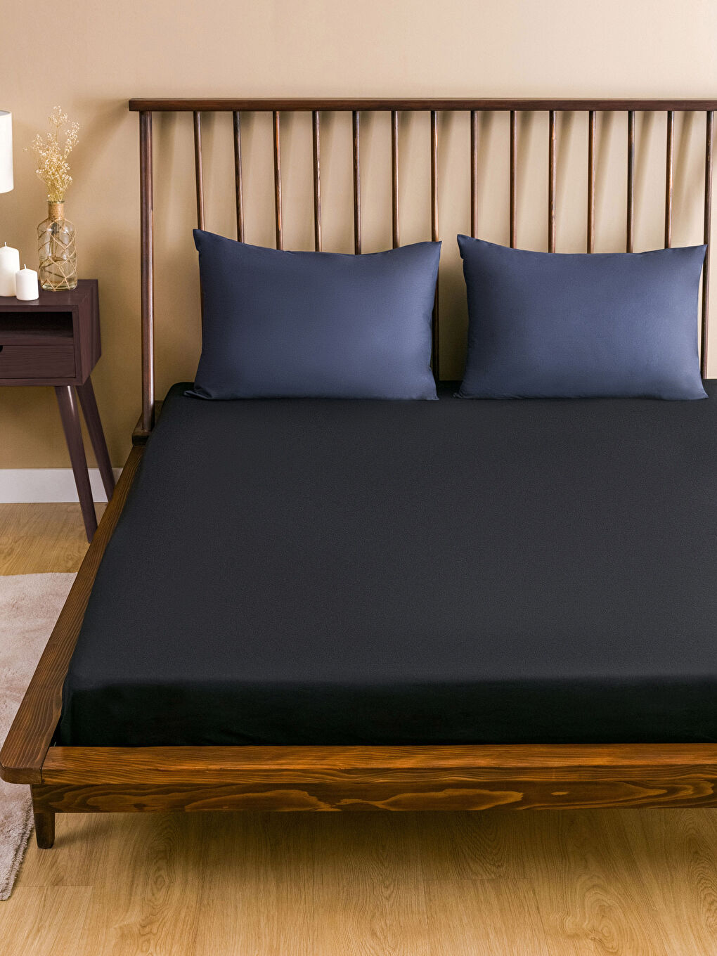 Plain Cotton Double Fitted Sheet 160x200x30 cm