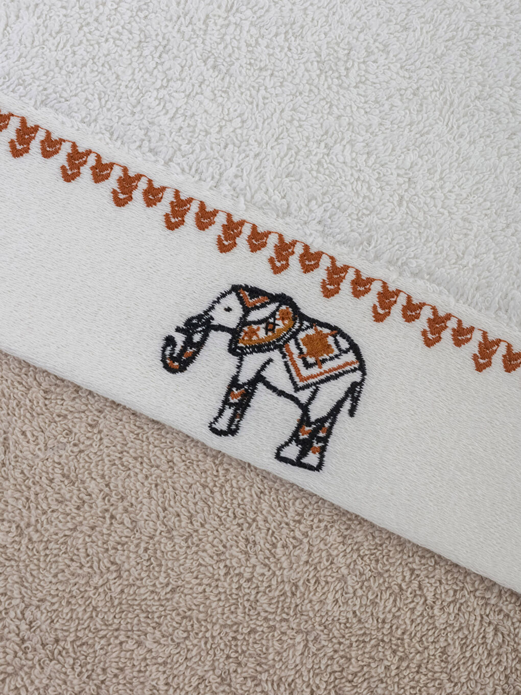 Elephant Embroidered Hand Towel 2 Pack 30x50 Cm-6