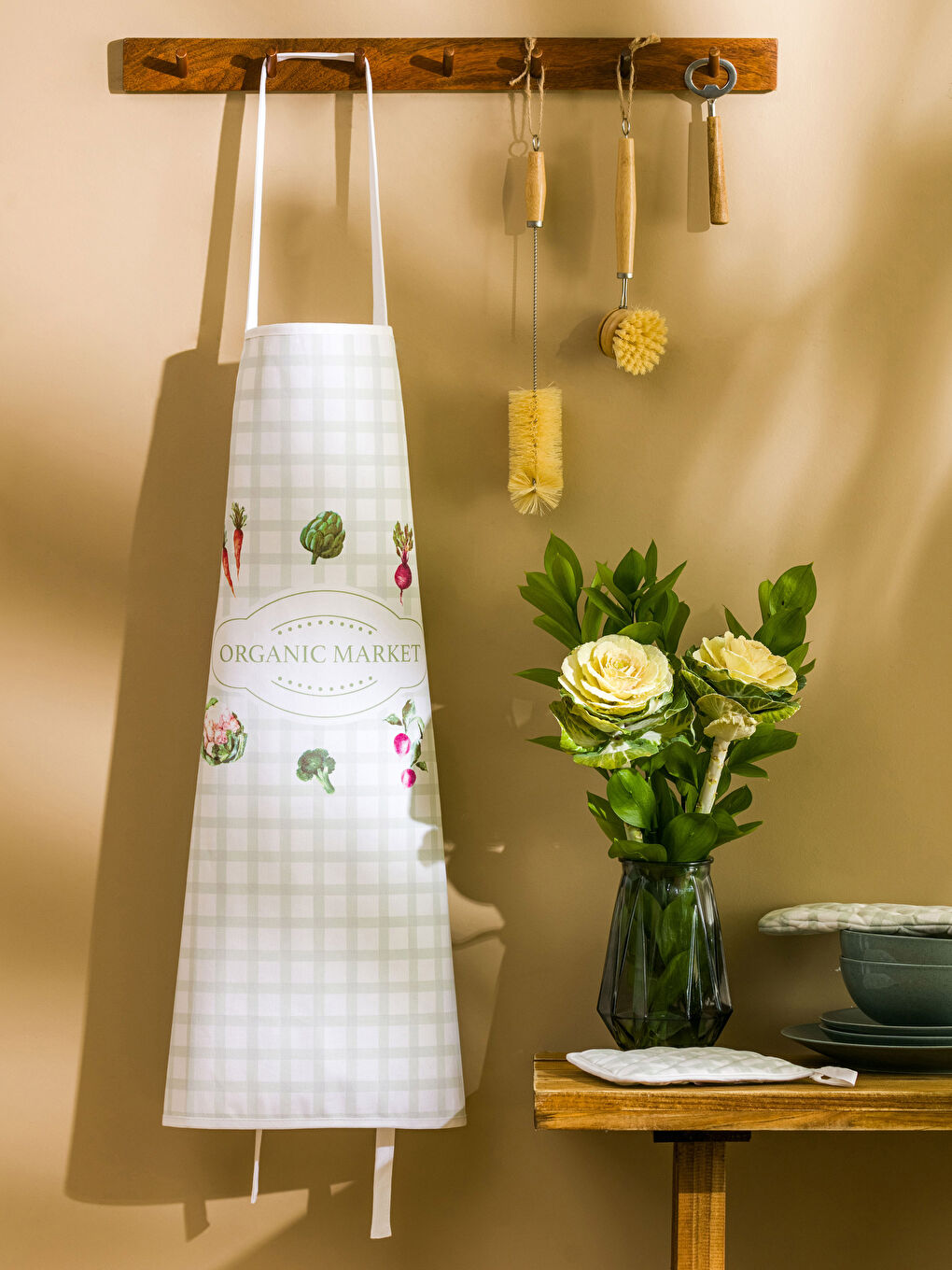 Șorț de Bucătărie din Bumbac cu Imprimeu de Legume