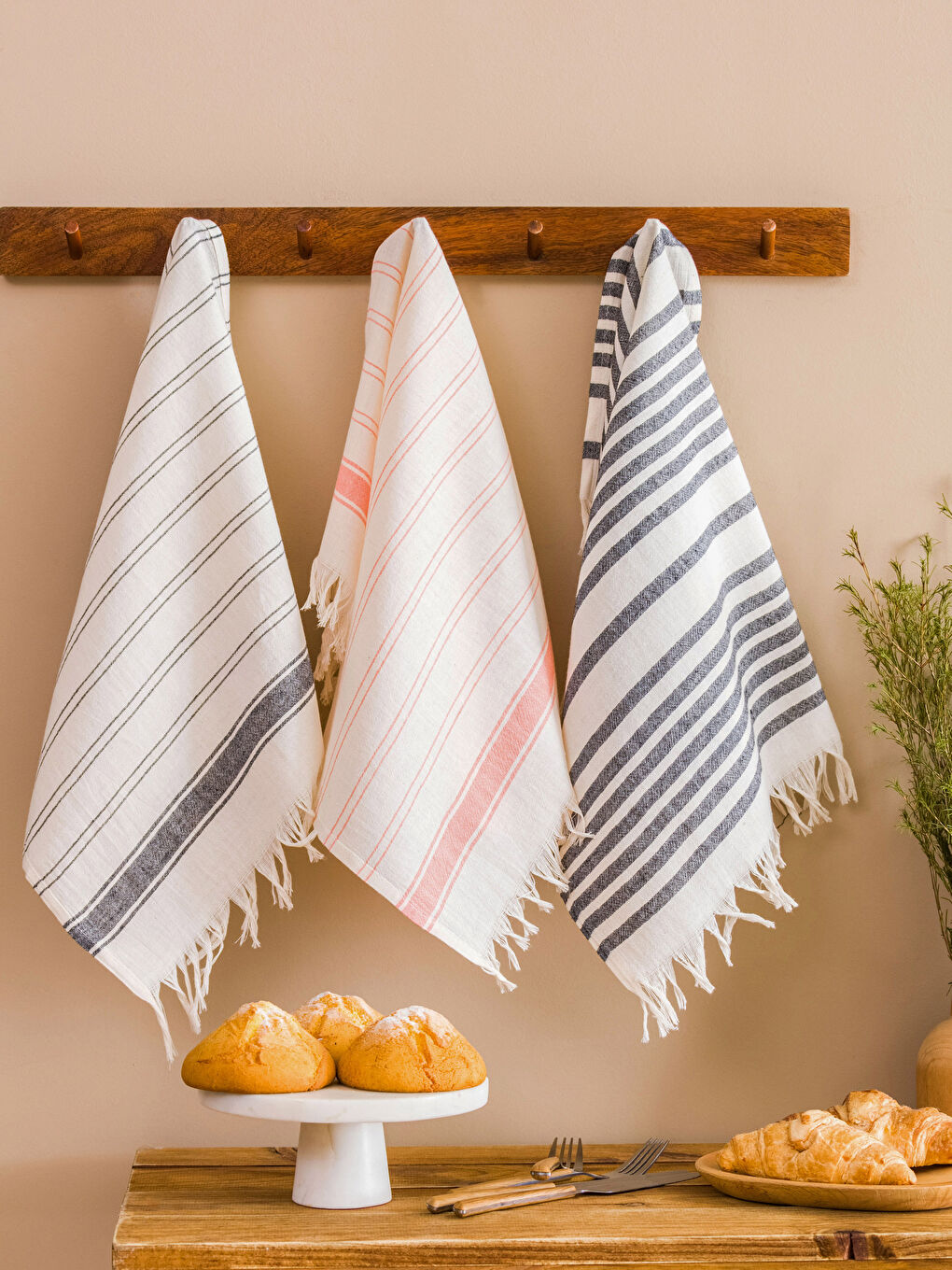 Striped Cotton Loincloth Drying Cloth 3 Pcs 40x60 Cm