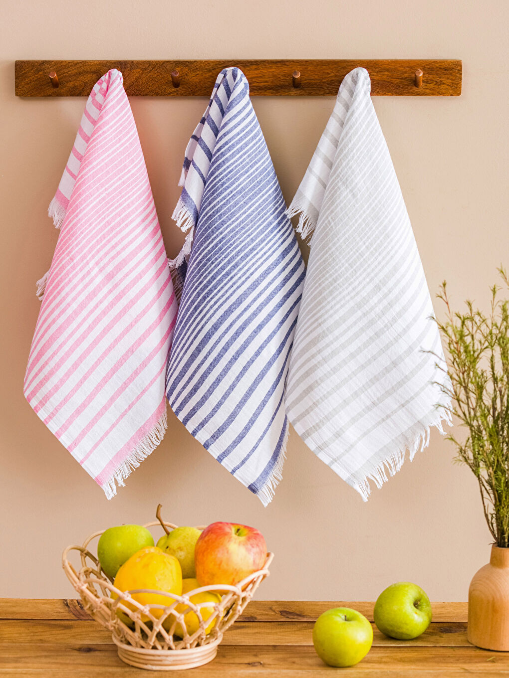 LCW HOME Striped Cotton Loincloth Drying Cloth 3 Pcs 40x60 Cm -S3FG48Z8-F9C