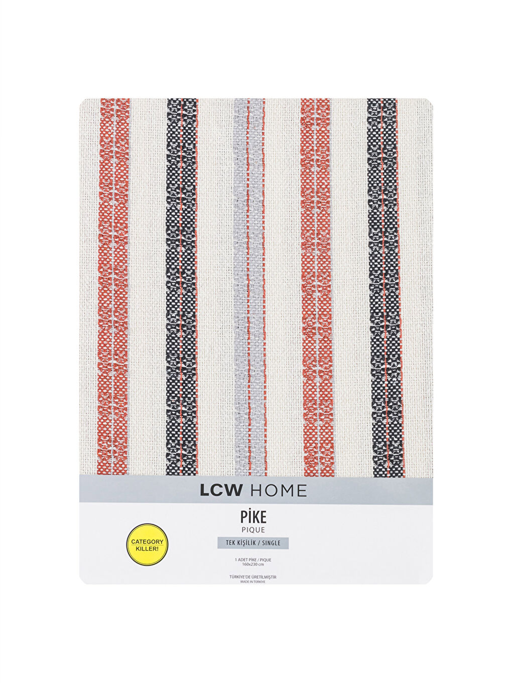 Полосатое односпальное покрывало Пике 160x230 см-4