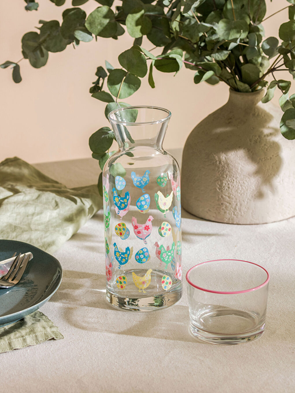 Carafă din Sticlă cu Capac din Sticlă Imprimat 700 Ml-1