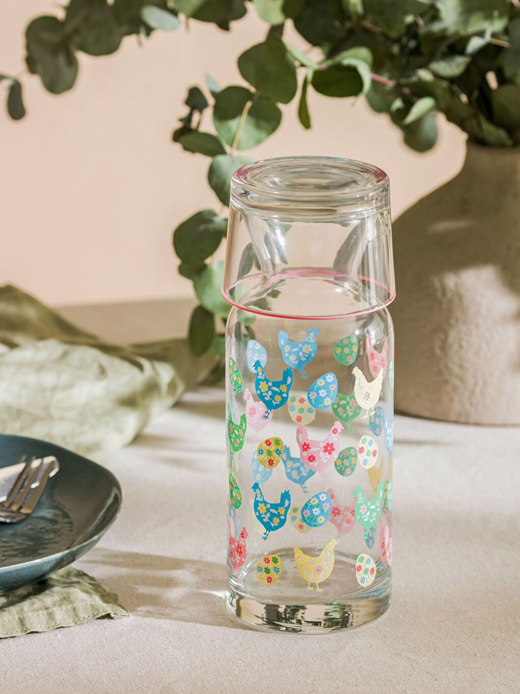 Carafă din Sticlă cu Capac din Sticlă Imprimat 700 Ml-2