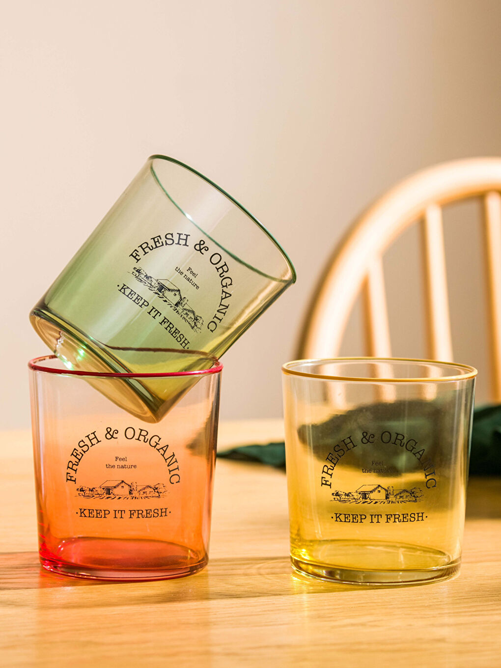 Karışık Yazı Baskılı Cam Bardak Seti 3'lü 380 ml-2