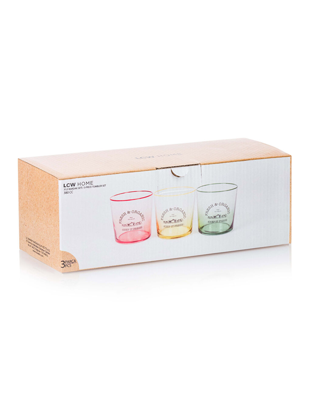 Karışık Yazı Baskılı Cam Bardak Seti 3'lü 380 ml-3