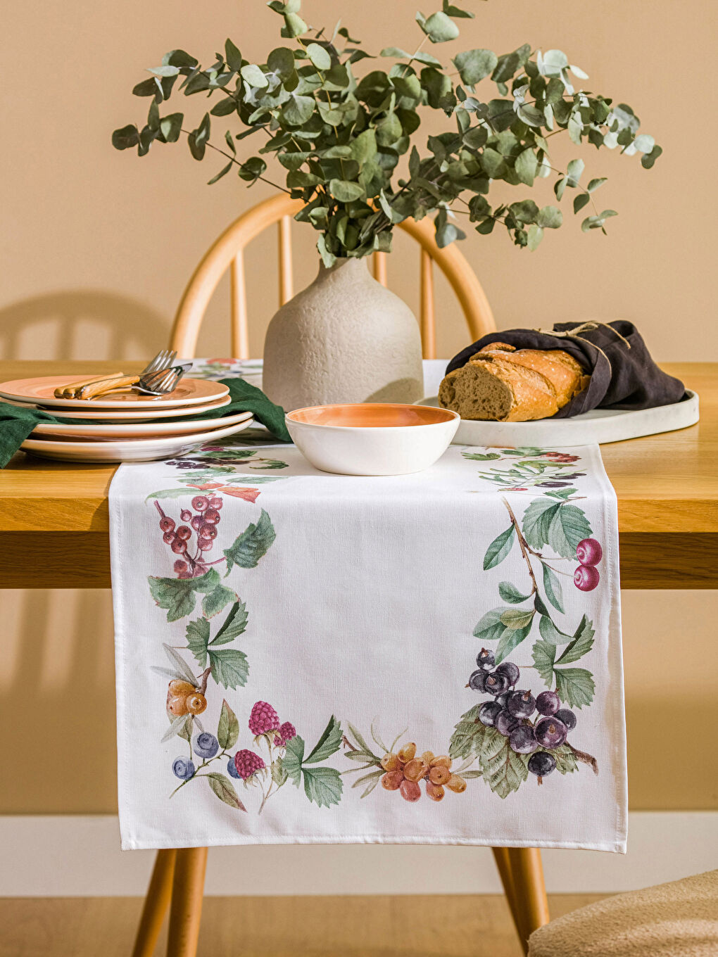 Karışık Meyve Baskılı Runner 45x150 cm-1