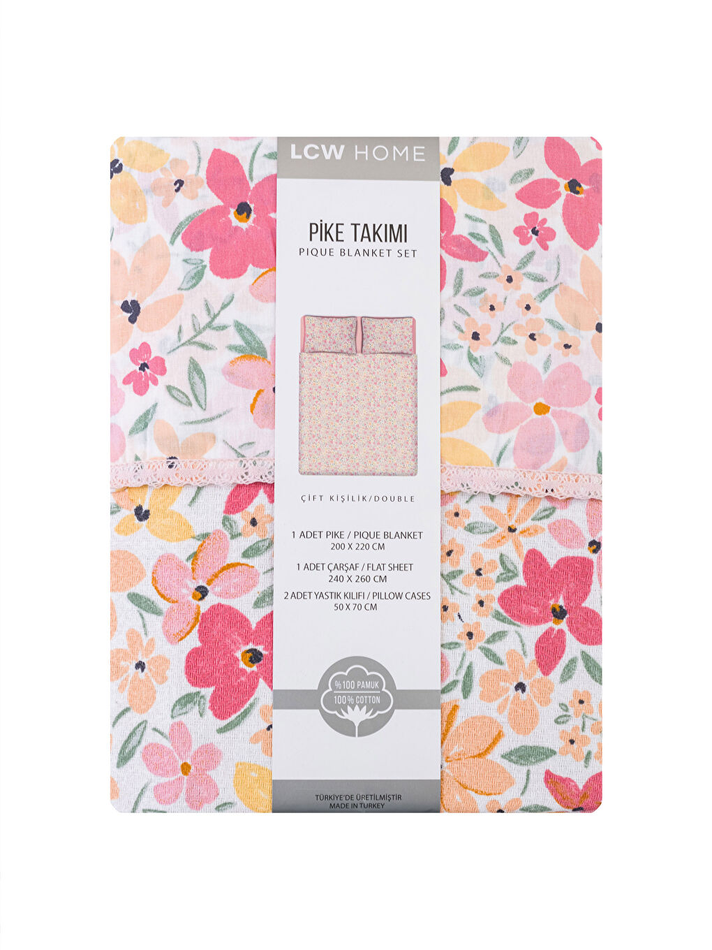 Karışık Desenli Çift Kişilik Pike Takımı-7