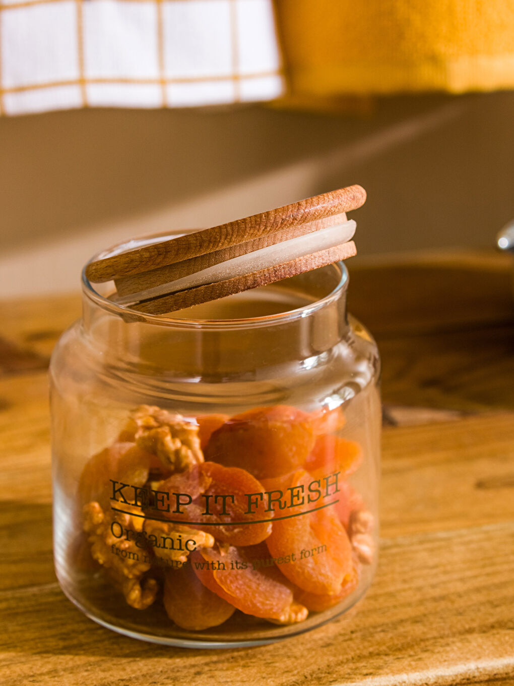 Borcan din Sticlă Imprimat cu Capac din Lemn 635 Ml-2