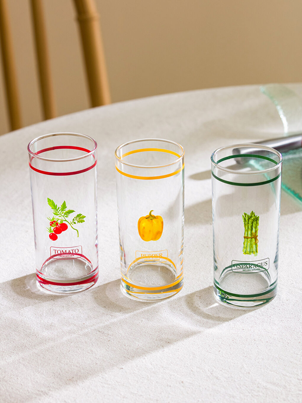 Karışık Baskılı Cam Bardak Seti 3'lü 290 ml-1